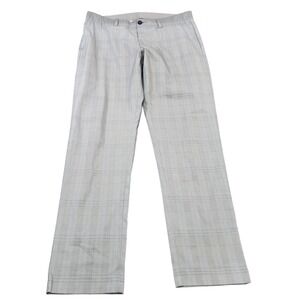 Tommy Bahama Dress Pants Mens 34 Gray Plaid Microfiber Straight Leg Business
